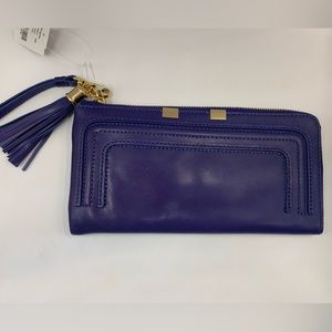 NWT- Danier wallet clutch with tassel indigo/blue